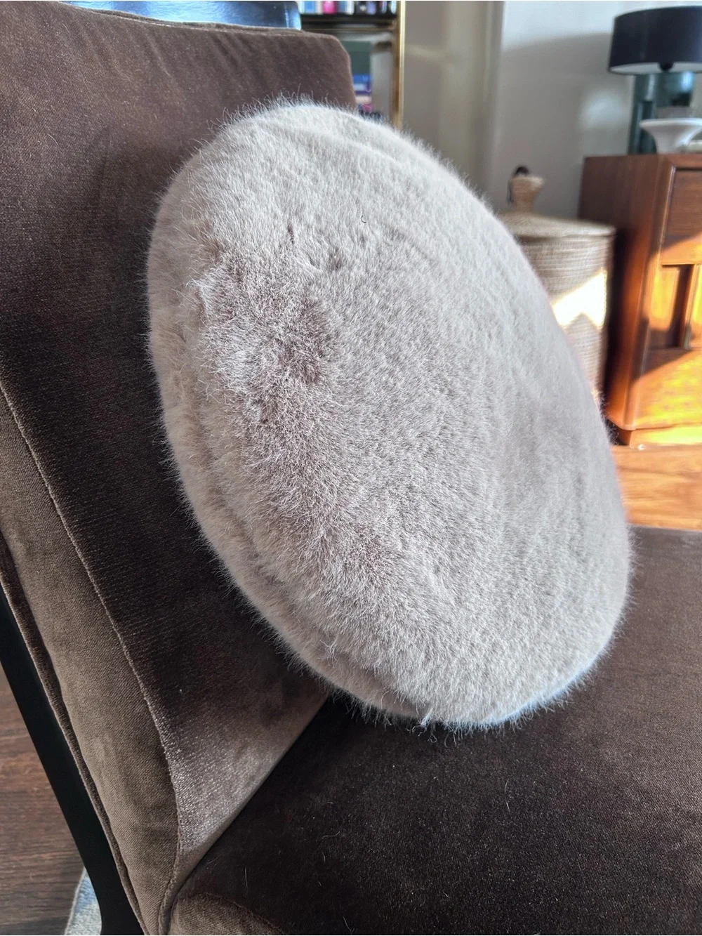 16” Round Faux Fur Pillow